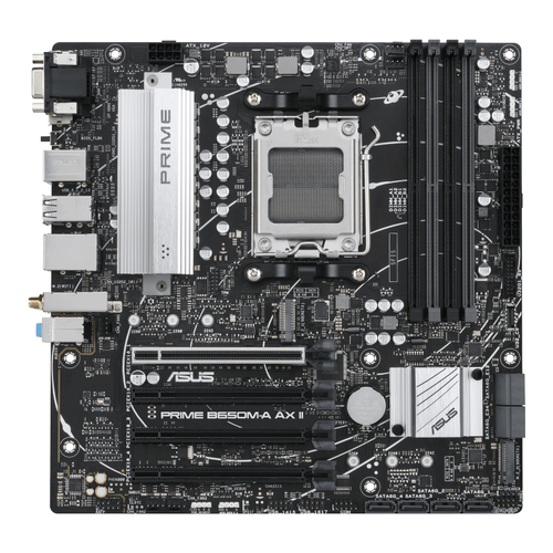 Tarjeta madre ASUS PRIME B650M-A AX II, AMD AM5 Ryzen, 4xDR5, 8xSata, 1xDP, 1xVGA, 1xHDMI