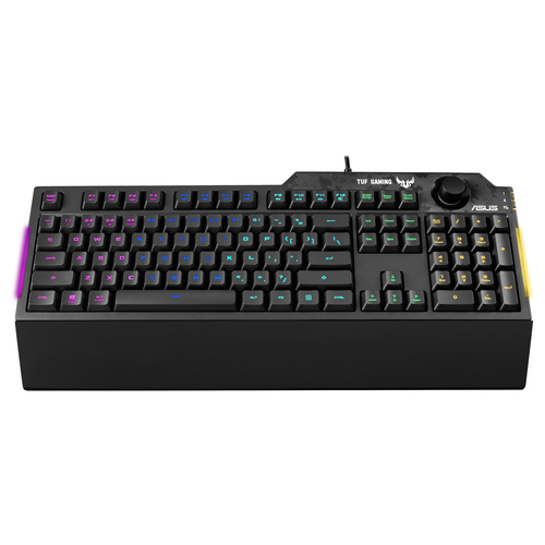Teclado Asus Tuf Gaming K1 RGB, perilla de volumen, teclas programables, cable 1.8 m. Armory Crate, RA04 TUF GAMING K1/US