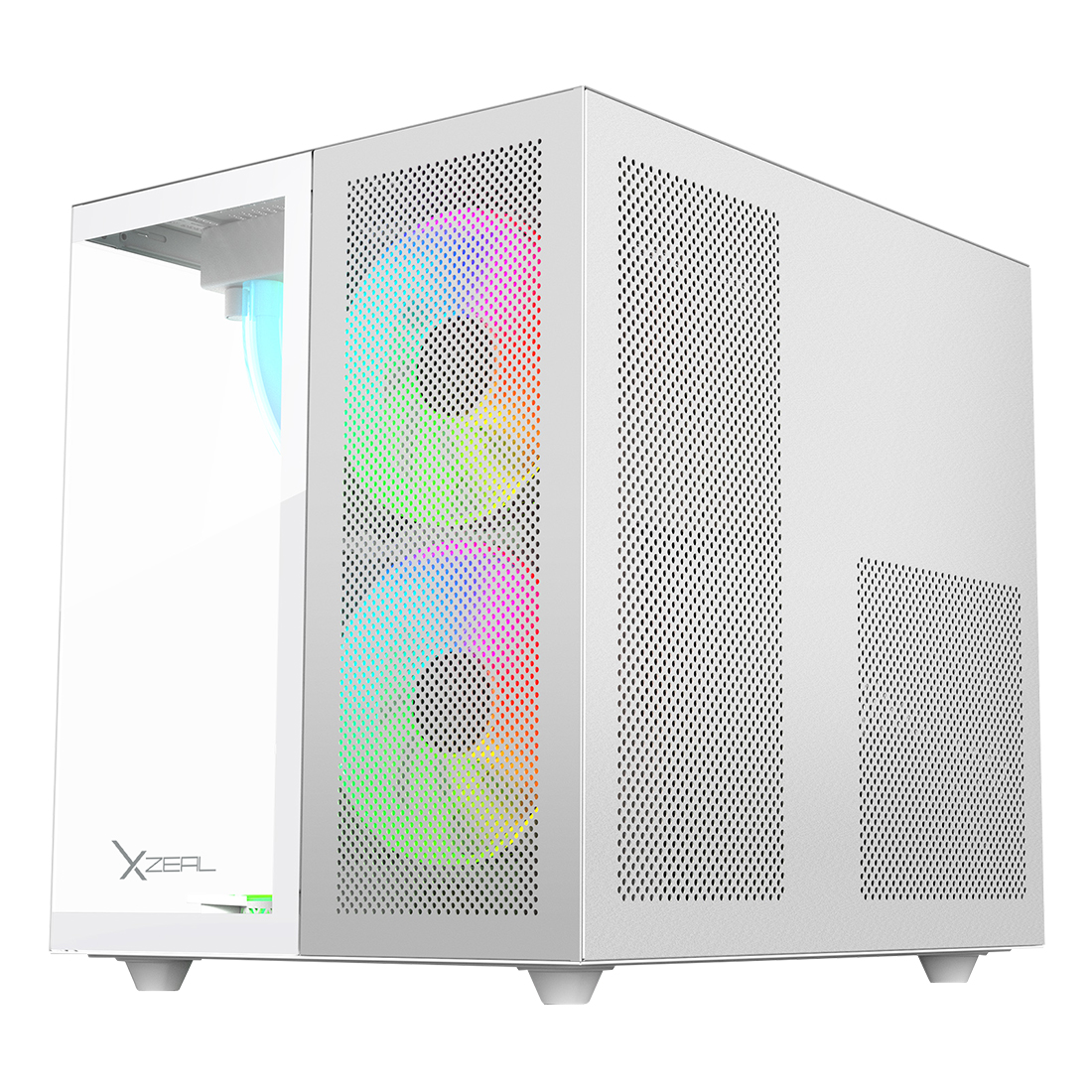 Miniatura 2 de Gabinete Gamer XZEAL Cubo, ARGB, ventana cristal, 2 ventiladorest frontales, ventilador trasero 120mm, Blanco