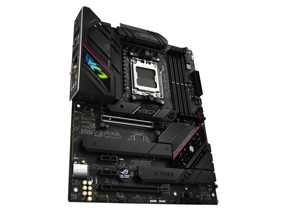 Tarjeta madre ROG Strix B650E-F Gaming WiFI, AM5 ATX con 12 + 2 fases de poder, DDR5, SSD PCIe, USB 3.2 Gen Type-C, WiFi 6E, iluminacion Aura Sync RGB