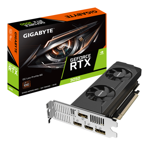 Tarjeta de Video Gigabyte GeForce RTX 3050 OC Low Profile 6G, 6 GB, GDDR6, 7680 x 4320 Pix, 2x HDMI, 2x DP