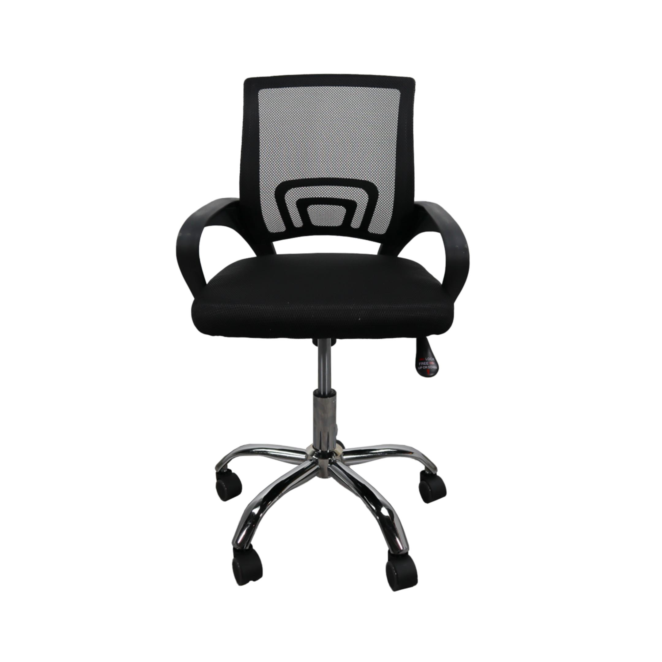 Silla MODAMOB modelo EVEREST, color negro, respaldo de malla, reposa brazos, piston de altura, base metalica, Granel