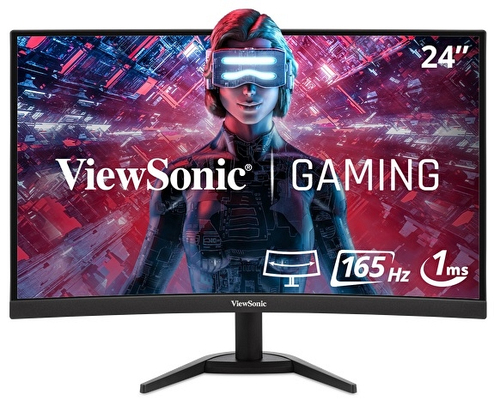 Monitor Viewsonic VX Series VX2418C LCD, 24 Pulg, VA, 165 Hz, 1ms, FreeSync, Negro
