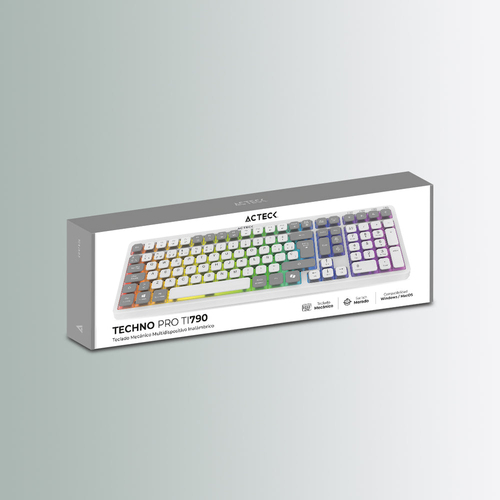 Miniatura 5 de Teclado Acteck TECHNO PRO TI790, Inalambrico, Mecanico, RGB, Bluetooth, USB 2.4 MHz, Blanco