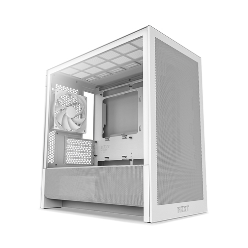 Gabinete NZXT H3 Flow Midi Tower, soporta Micro-ATX, Mini-ITX, Vent. 1x120 mm, Fuente NO, Blanco