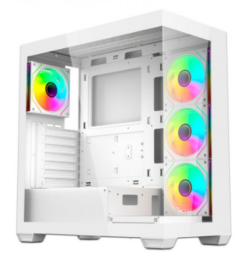 Gabinete XZEAL XZ-140, Vent. 4x120mm ARGB, Midi-Tower, ATX/Micro-ATX/Mini-ITX, USB 2.0/3.0, Blanco
