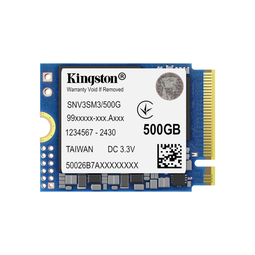 SSD Kingston Technology NV3 500GB, M.2, PCI Express 4.0, Lectura 5000 MB/s, Escritura 3000 MB/s, 2230