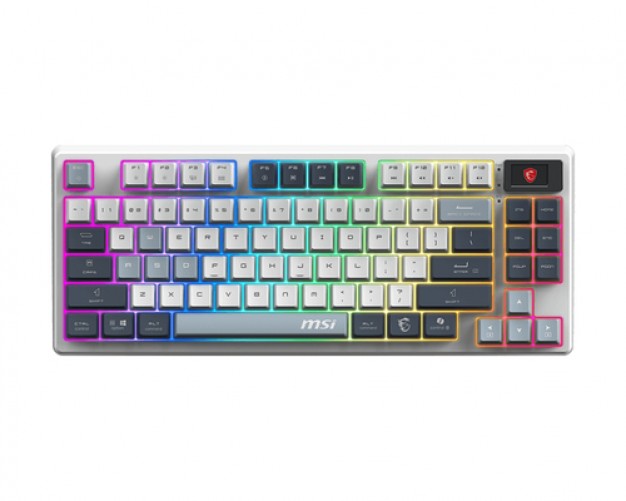 Teclado MSI FORGE GK600 TKL WIRELESS, Inalambrico, USB/Bluetooth, Mecanico, LED RGB, Ingles, Azul/Blanco
