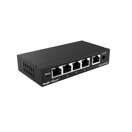 Switch Ruijie Networks RG-ES205GC Gestionado, L2, RJ-45 5, Gigabit Ethernet (10/100/1000), Negro