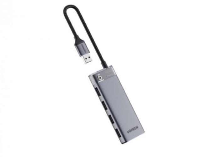 HUB Ugreen Interfaz USB 3.2 Gen 1 Type-A, 4xUSB A 3.1, 5000 Mbit/s, Gris