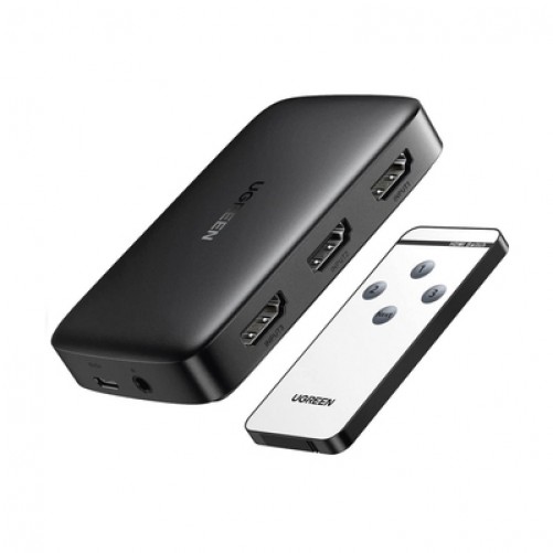 Interruptor de Video Ugreen, HDMI 4K Ultra HD, 3 Puertos, Negro