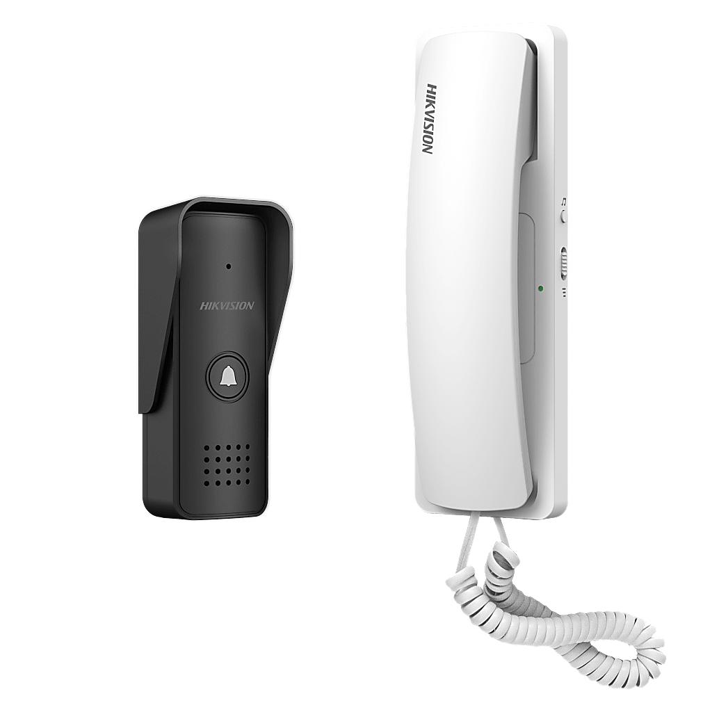 Kit Audioportero Hikvision analogico 2 hilos, Alambrico, IP55, Frente de Calle, Apertura de 2 puertas