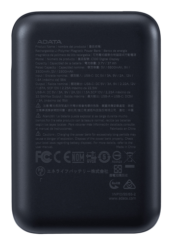 Miniatura 5 de Power Bank ADATA C100, 10000 mAh, USB, Negro