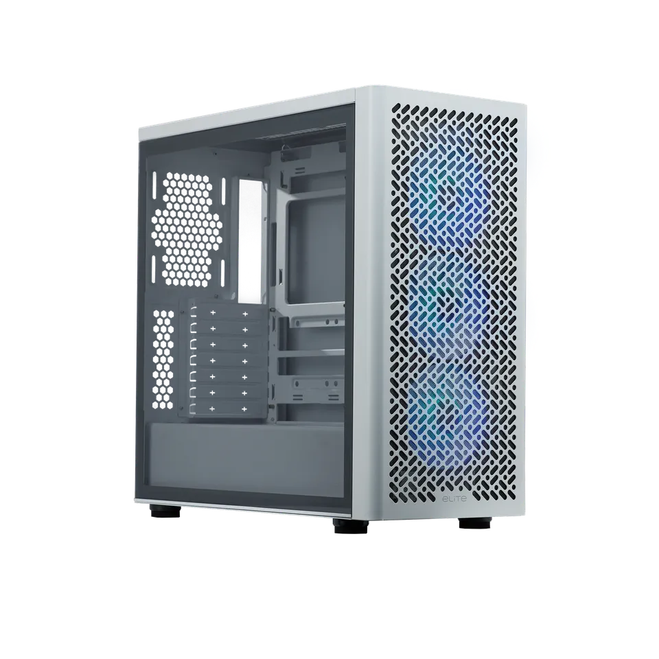 Gabinete Cooler Master Elite 502/502 Lite, Soporta, ITX/M-ATX/ATX/E-ATX, PSU NO, Blanco