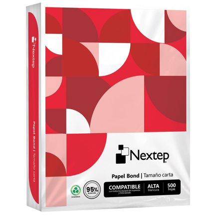 Paquete de 500 Hojas De Papel Nextep, Alta Blancura 95%, Tamano Carta.