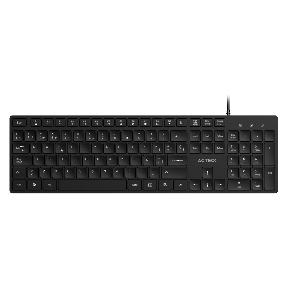 Teclado Alambrico Acteck vantage AERO TA545, USB, Membrana, Multimedia, Negro