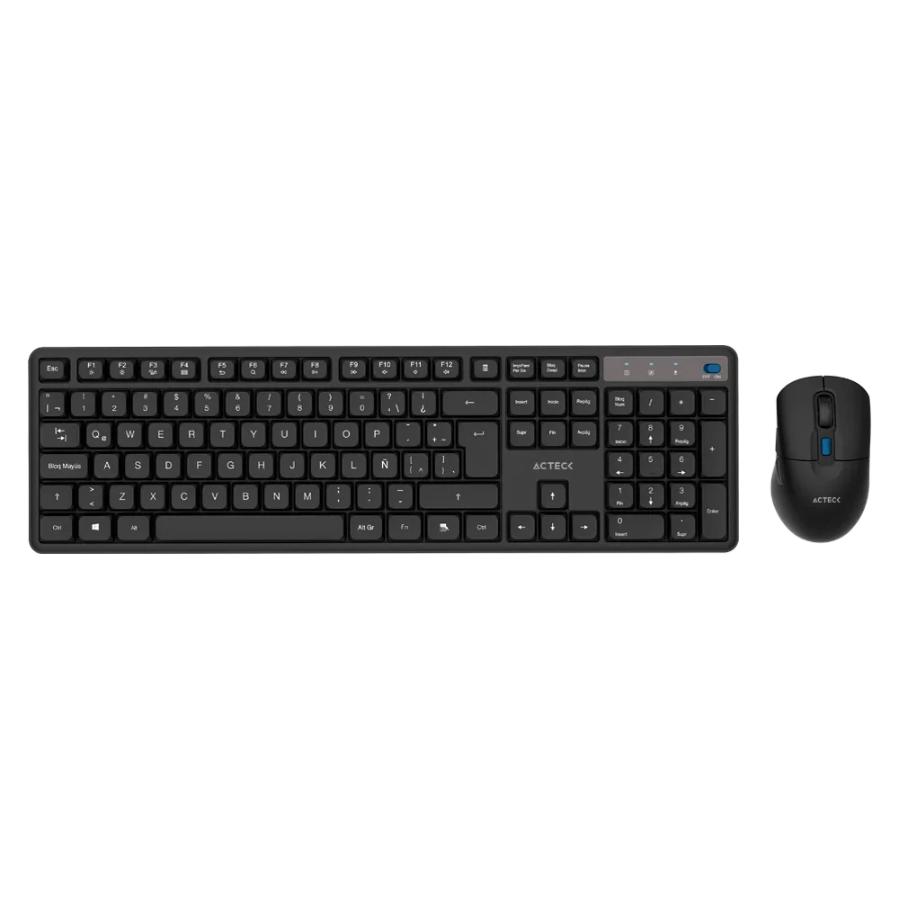 Kit de teclado y mouse Acteck Inalambrico Creator silent pro MK474, USB 2.4ghz, Espanol, negro