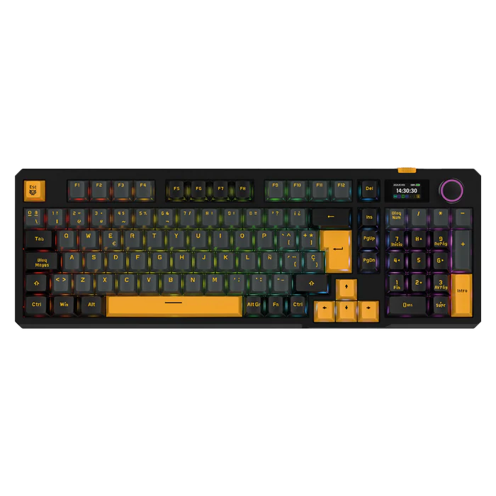 Teclado mecanico inalambrico balam rush, defeat level GK3,espanol, negro/naranja