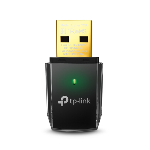 Tarjeta de red inalambrica TP-Link Archer T2U USB, Wi-Fi 5 (802.11ac), Negro