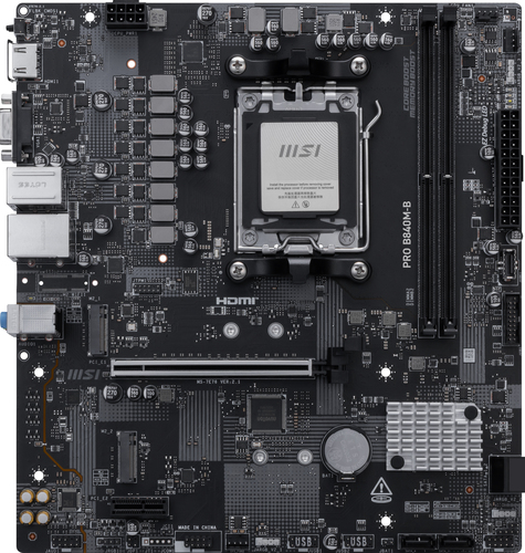 Miniatura 2 de Tarjeta Madre MSI PRO B840M-B, Micro-ATX, Socket AM5, 128GB DDR5, HDMI para AMD