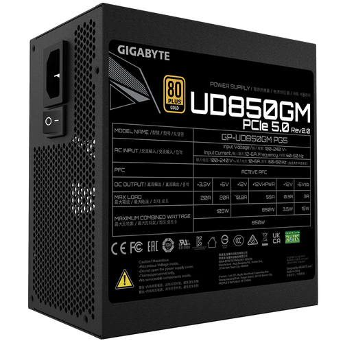 Miniatura 5 de Fuente de Poder GIGABYTE UD850GM PG5 V2 850 W, ATX 3.1, 80 PLUS Gold, Fully-Modular