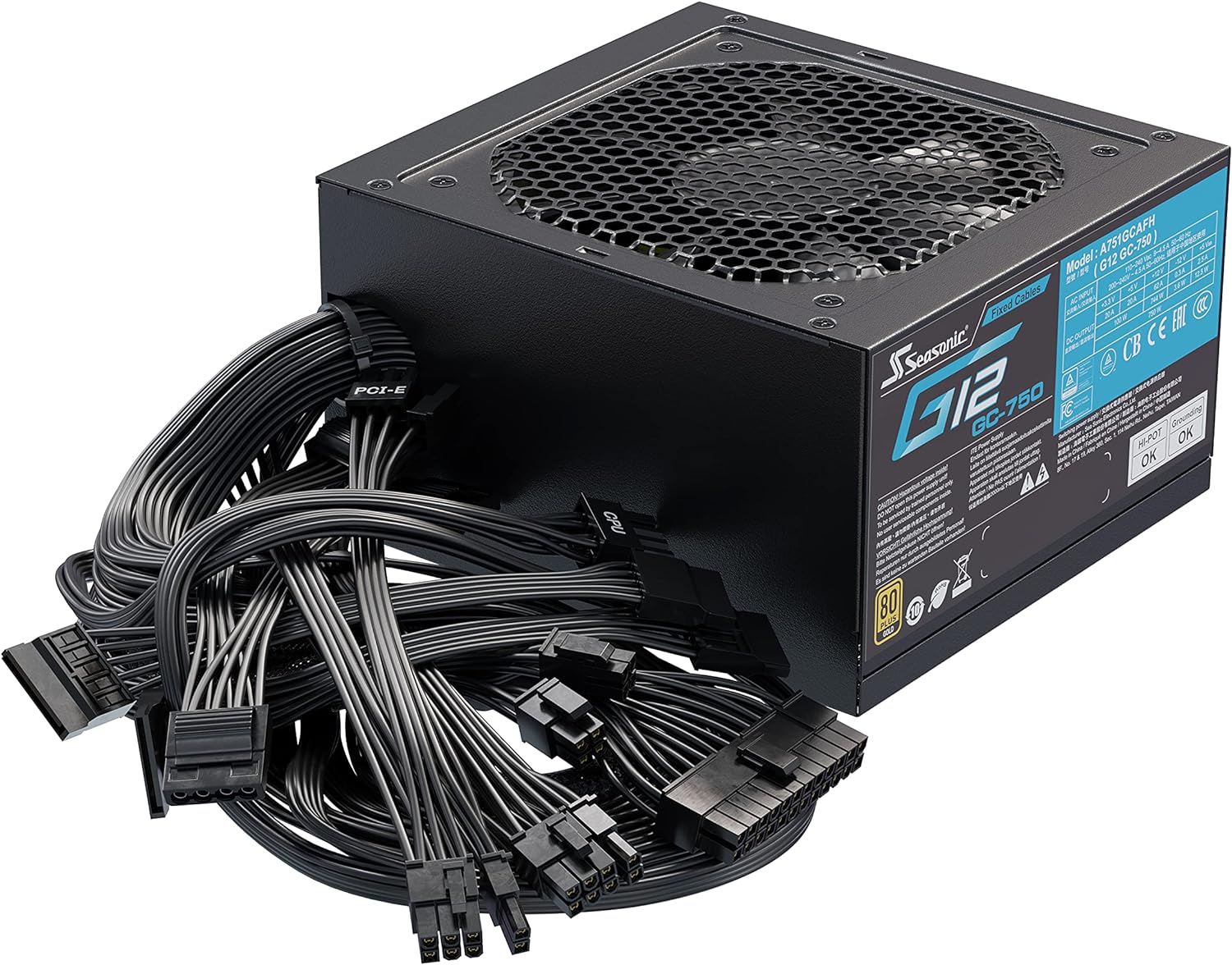 Miniatura 3 de Fuente de Poder Seasonic 750W, 80 PLUS Gold, G12-GC-750, 24-pin ATX, 120mm, No Modular