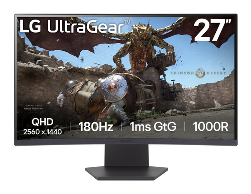 Monitor LG 27GS60QC LCD, 27, Full HD, IPS, 180 Hz, 1 ms, FreeSync, NVIDIA G-SYNC, Negro