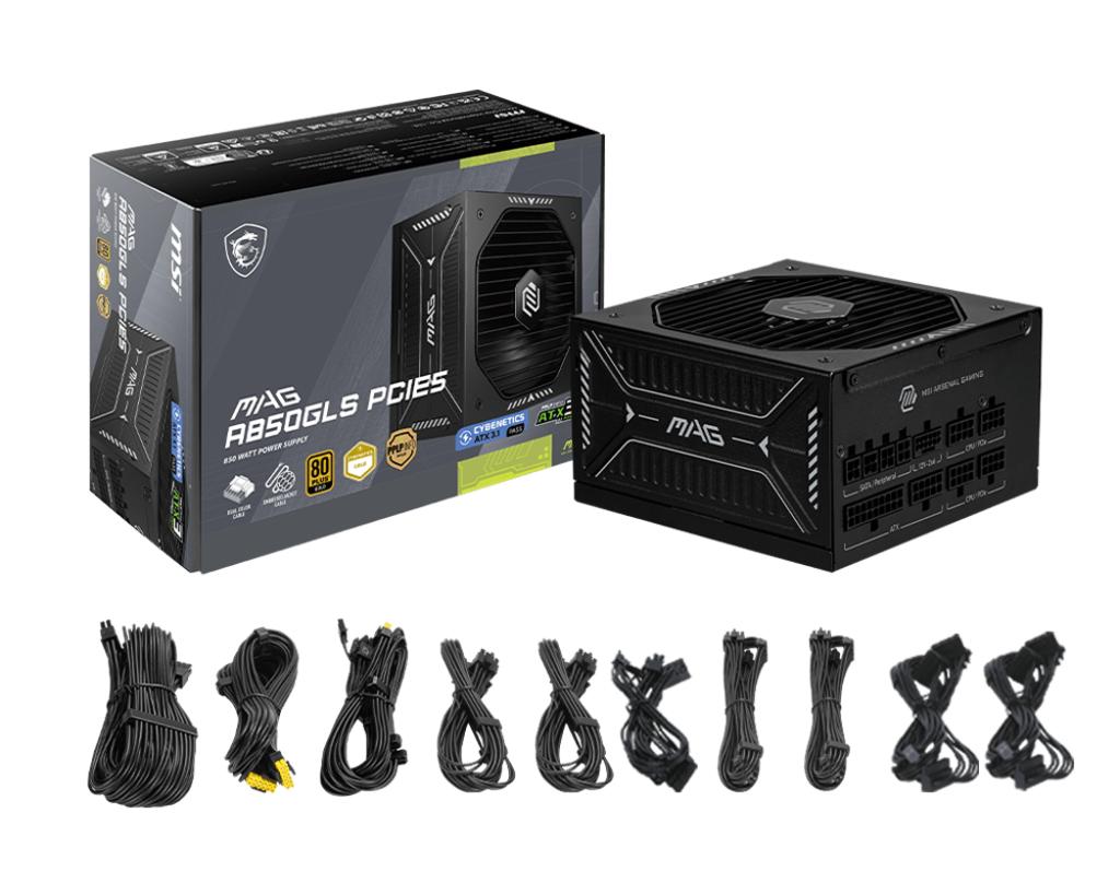 Miniatura 2 de Fuente de Poder MSI MAG A850GLS PCIE5, 850W, 80 PLUS Gold, Full Modular, 24-pin ATX, Negro