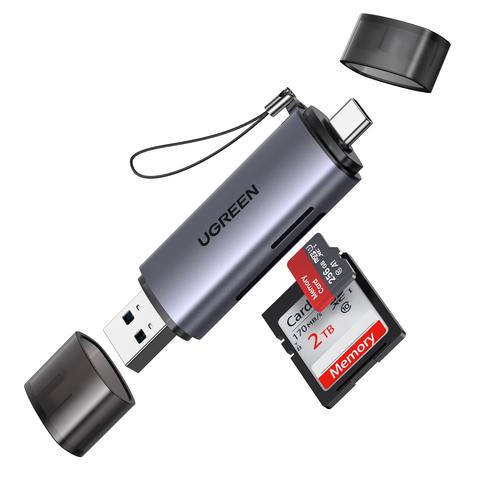 Miniatura 2 de Lector de Memorias Ugreen, Interfaz USB-A/USB-C, MicroSD, SD, Hasta 2TB, Plata