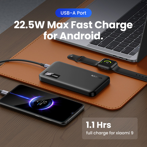 Miniatura 3 de Power Bank Ugreen 10000 mAh, USB-A, USB-C, Indicador Led, Carga Rapida 20W, Negro