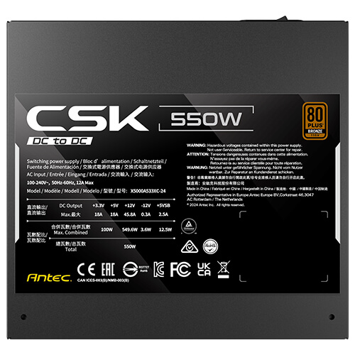Miniatura 4 de Fuente De Poder Antec CSK 550W, 80 PLUS BRONZE, Negro