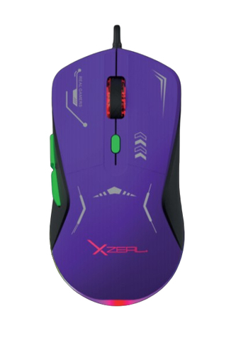 Mouse XZEAL XZ-401 Optico, 6 Botones, 7200 DPI, USB tipo A, Negro, Purpura