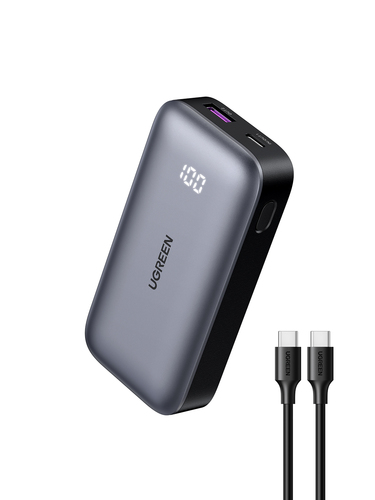 Miniatura 2 de Power Bank Mini Ugreen 10000 mAh, USB-A, USB-C, Indicador Led, Carga Rapida 30W, Gris