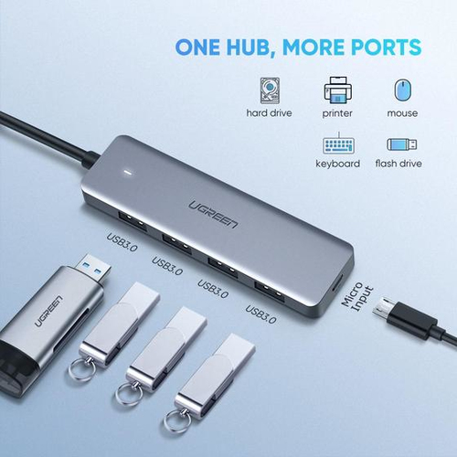Miniatura 2 de Hub Ugreen Interfaz USB-C 3.2, 4x USB-A 3.0, 5 Gbit/s, Gris