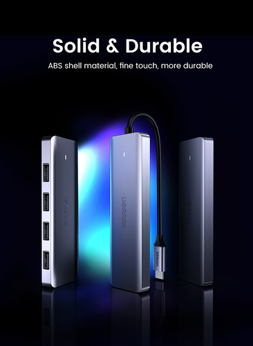 Miniatura 4 de Hub Ugreen Interfaz USB-C 3.2, 4x USB-A 3.0, 5 Gbit/s, Gris