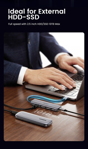 Miniatura 5 de Hub Ugreen Interfaz USB-C 3.2, 4x USB-A 3.0, 5 Gbit/s, Gris