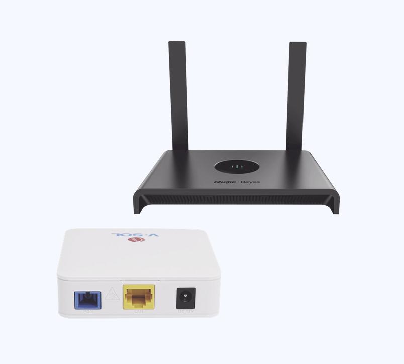 Kit De Router Ruijie RG-EW300N + Adaptador Fibra Gpon Vsol V2801-SG