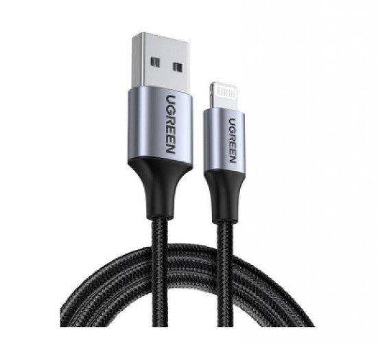 Cable Ugreen UG-60156 USB A a Lightning, 480 Mbit/s, 1 metro, Negro, Plata