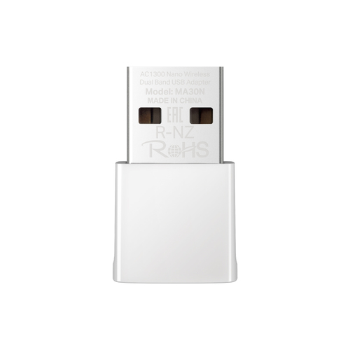 Tarjeta de red Mercusys MA30N USB, 1300 Mbit/s, Alambrico, Blanco