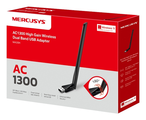 Miniatura 3 de Tarjeta de red inalambrica Mercusys MA30H USB, Wi-Fi 5 (802.11ac), Negro