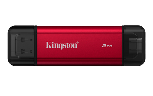 SSD Externo Kingston Technology Dual Portable 2 TB, USB Type-A / USB Type-C, 3.2 Gen2, Negro, Rojo