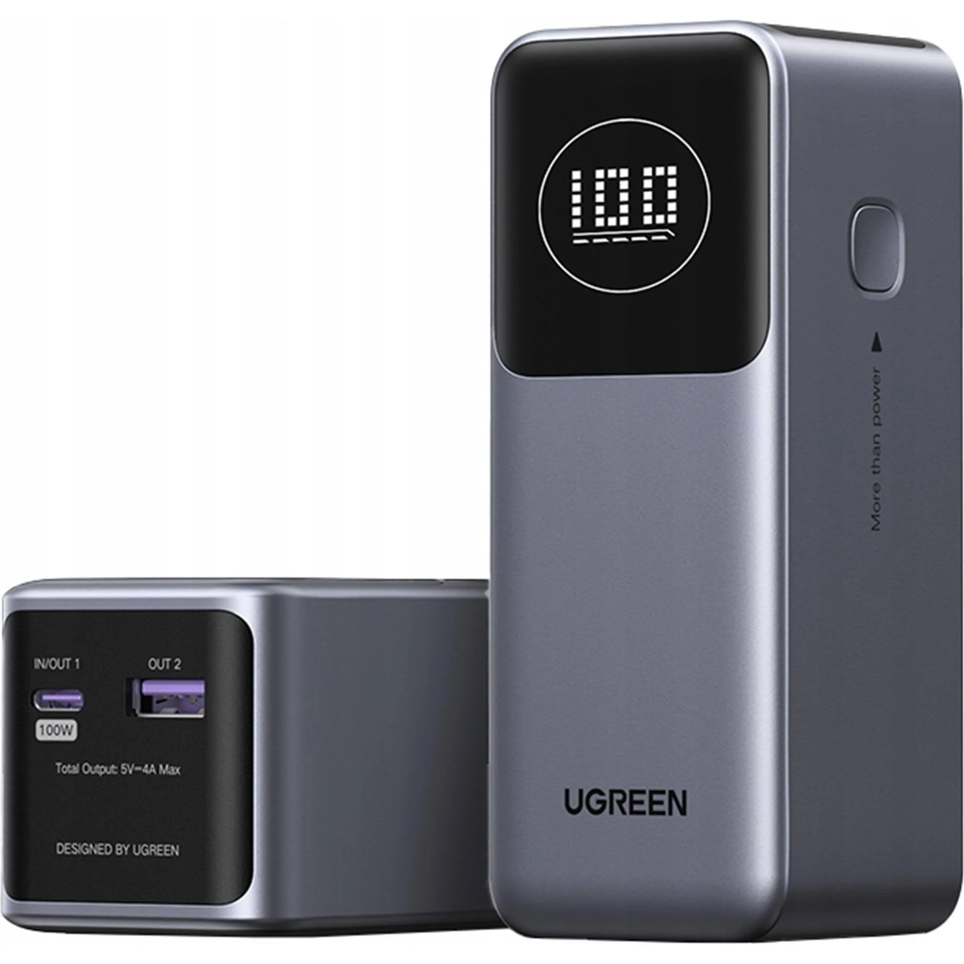 Miniatura 2 de Power Bank Ugreen Nexode 12000mAh, hasta 100W, Pantalla Inteligente, 1x USB-A, 1x USB-C, Gris