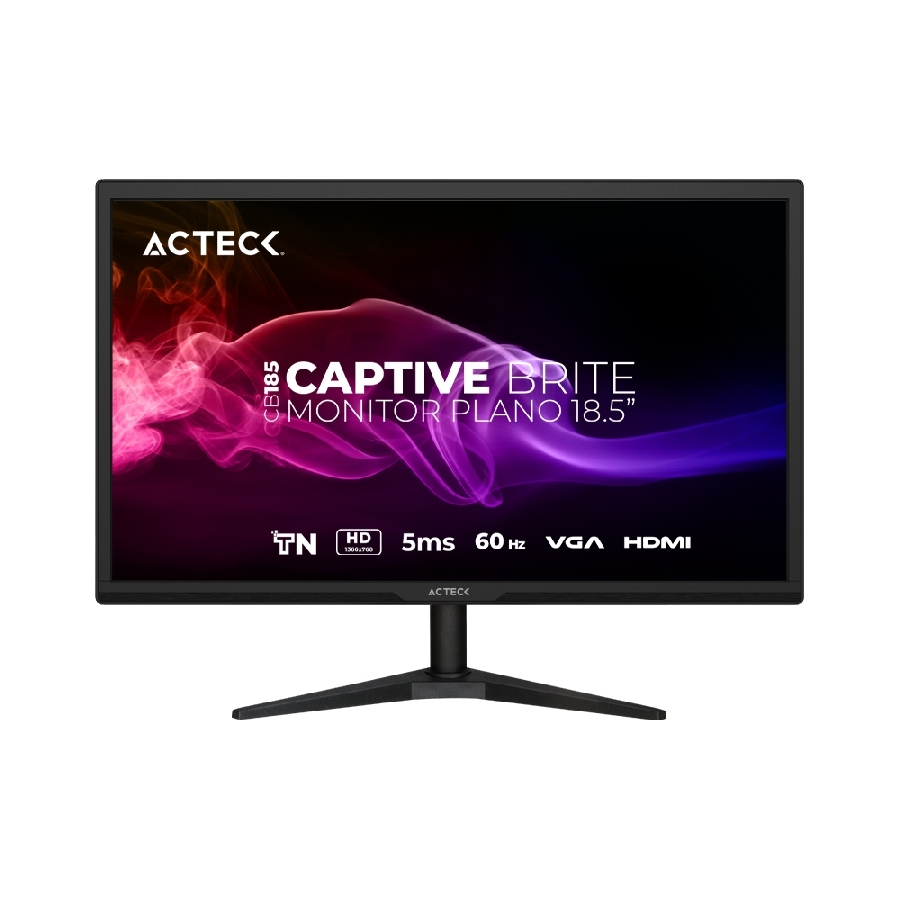 Monitor Acteck Captive Brite CB186 LED 18.5, 1366x768 HD, 60Hz, HDMI, Negro