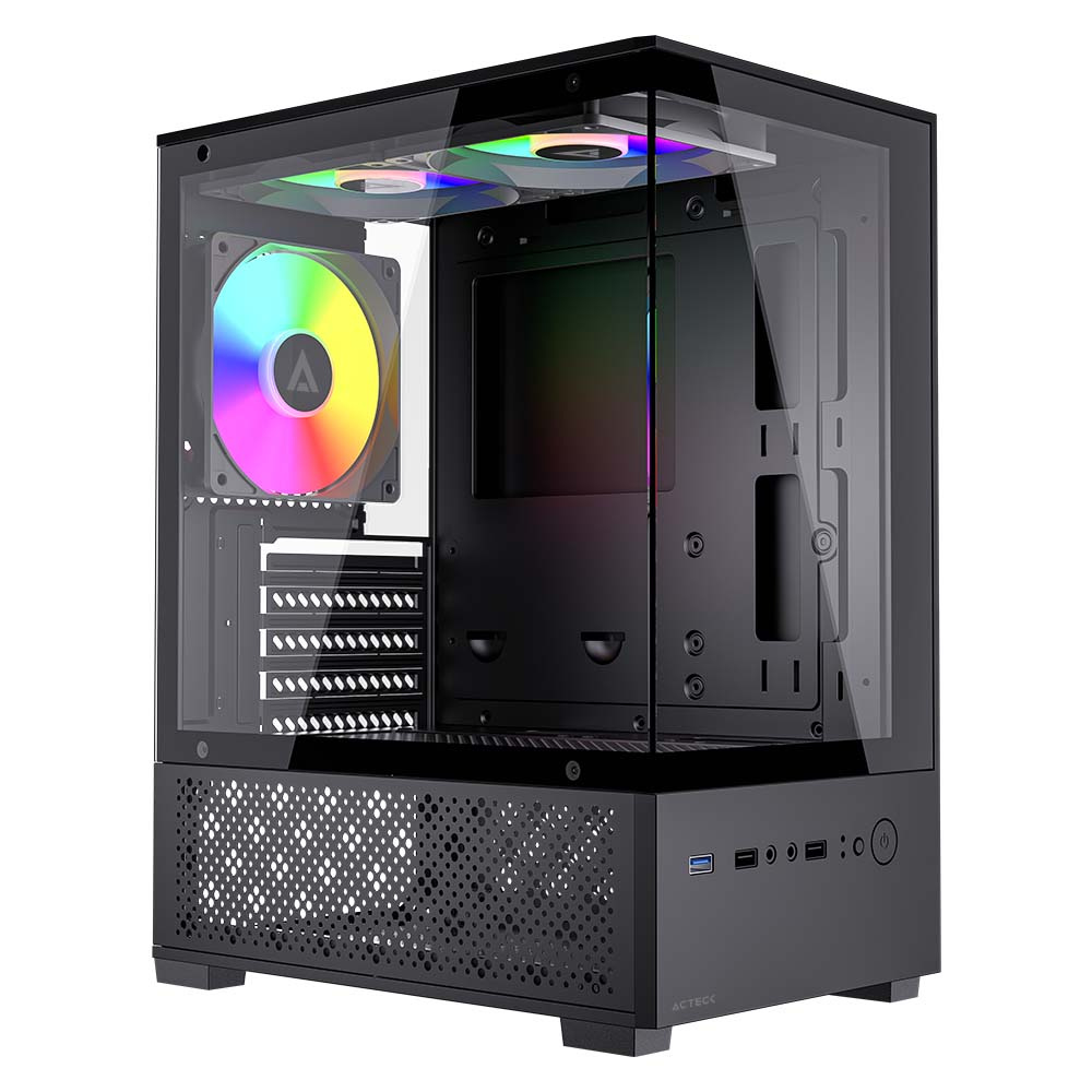 Gabinete Acteck Panorak GC600, Mini-Tower, Micro-ATX/Mini-ITX, 3xVentiladores, Sin fuente, Negro
