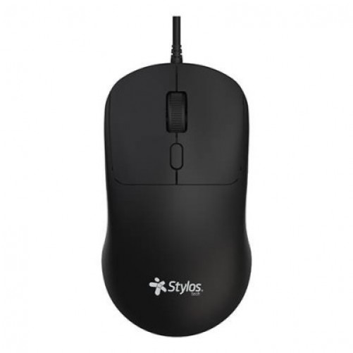 Mouse Alambrico Stylos, 1,600 DPI, Conexion USB-A, 1.15m, Negro