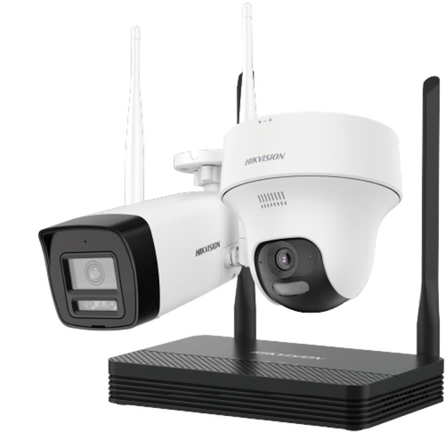 Kit de Vigilancia Hikvision NKS424W02H, IP, 4 canales, Camara bala + Camara Turret, Hasta 512GB