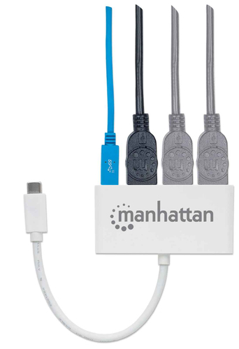 Miniatura 5 de Hub Manhattan 4 Puertos, Interfaz USB-C, 3x USB-A, 1x USB-C, 5 Gbit/s, Blanco