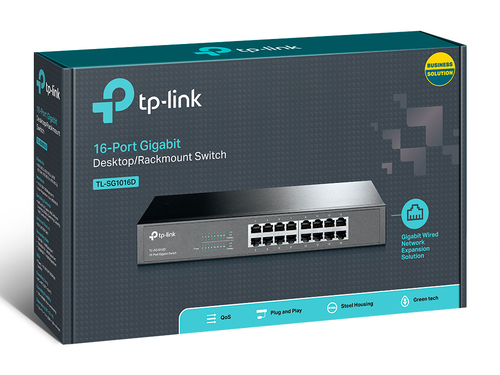 Miniatura 4 de Switch TP-Link TL-SG1016D No administrado, L2, RJ-45 16, Gigabit Ethernet (10/100/1000), Negro