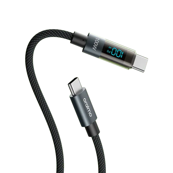 Cable Oraimo GigiLine OCD-175CC, 100W, USB-C a USB-C, 1.2M, Carga rapida, Negro