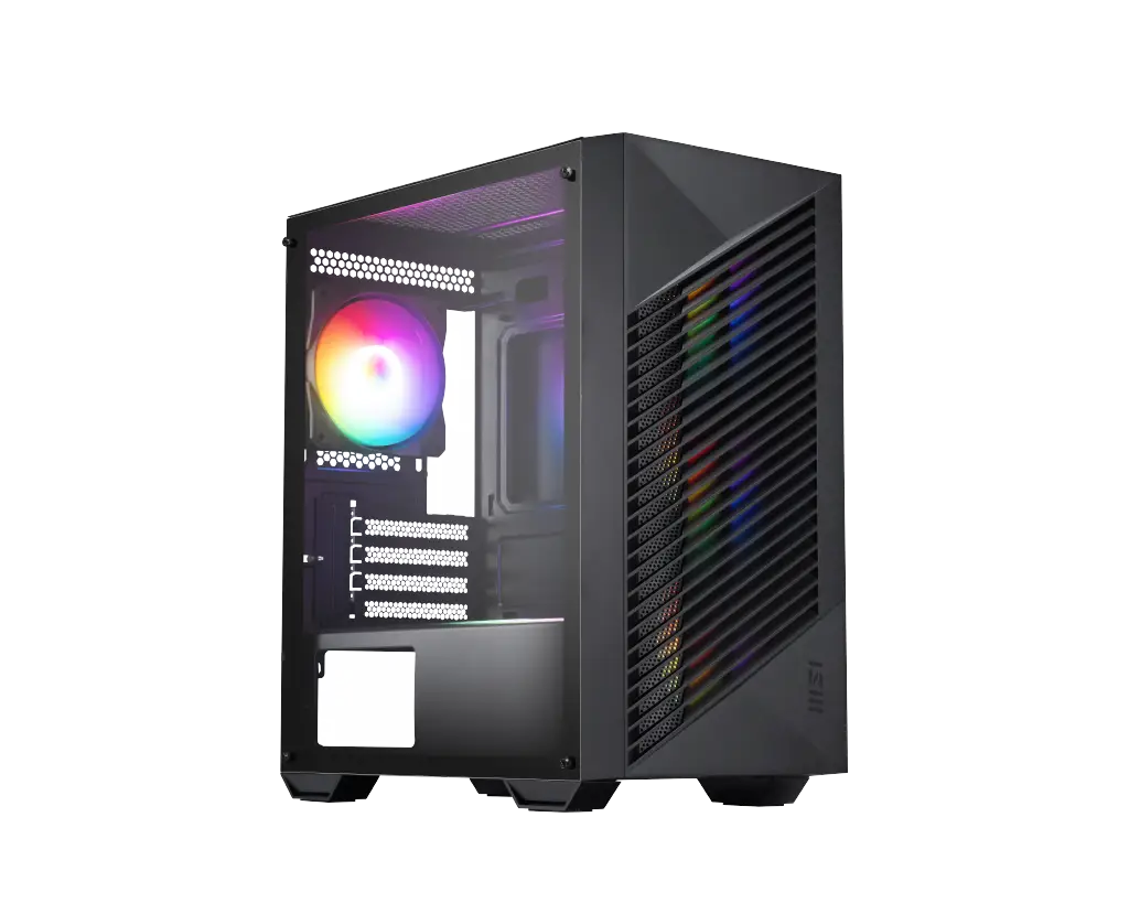 Gabinete MSI PRO FORGE M050A Mini Tower, soporta micro-ATX/Mini-ITX, Vent. 3x 120mm,Vent. 1x 120mm, negro